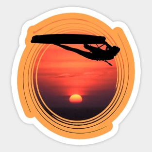 Kitesurfer Freestyle Action Black Silhouette Sunset Sticker